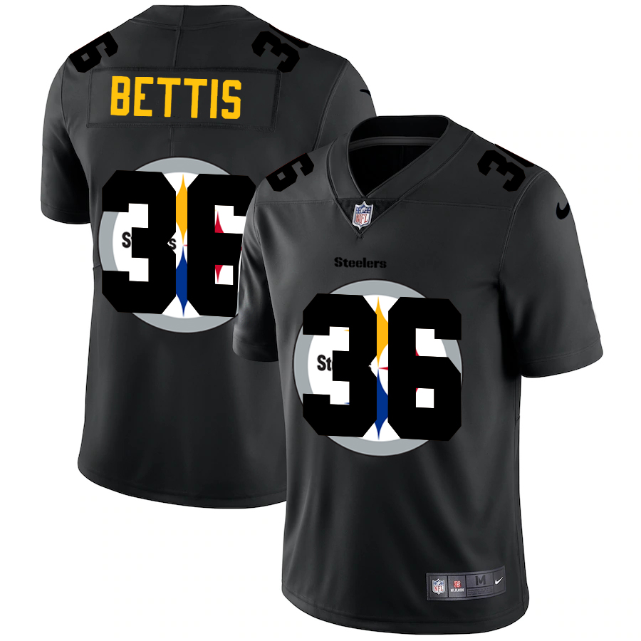Personalized Pittsburgh Steelers #36 Jerome Bettis Men’s Team Logo Dual Overlap Limited NFL Jersey Black