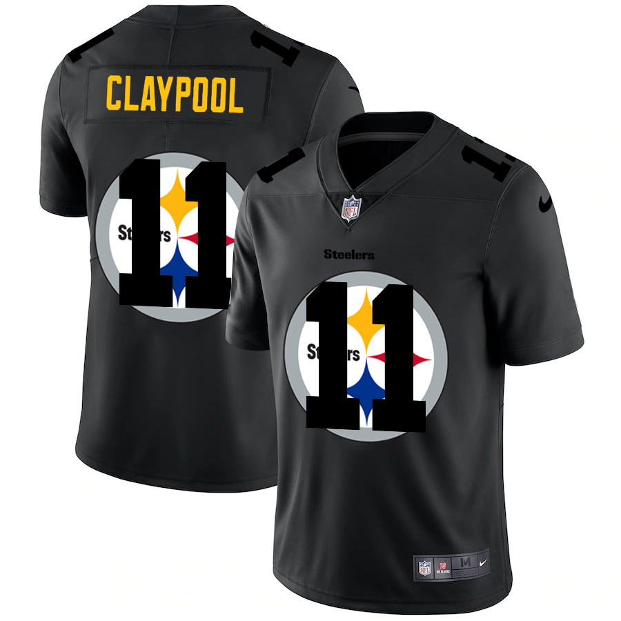 Personalized Pittsburgh Steelers #11 Chase Claypool Men’s Team Logo Dual Overlap Limited NFL Jersey Black