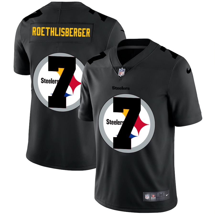 Personalized Pittsburgh Steelers #7 Ben Roethlisberger Men’s Team Logo Dual Overlap Limited NFL Jersey Black
