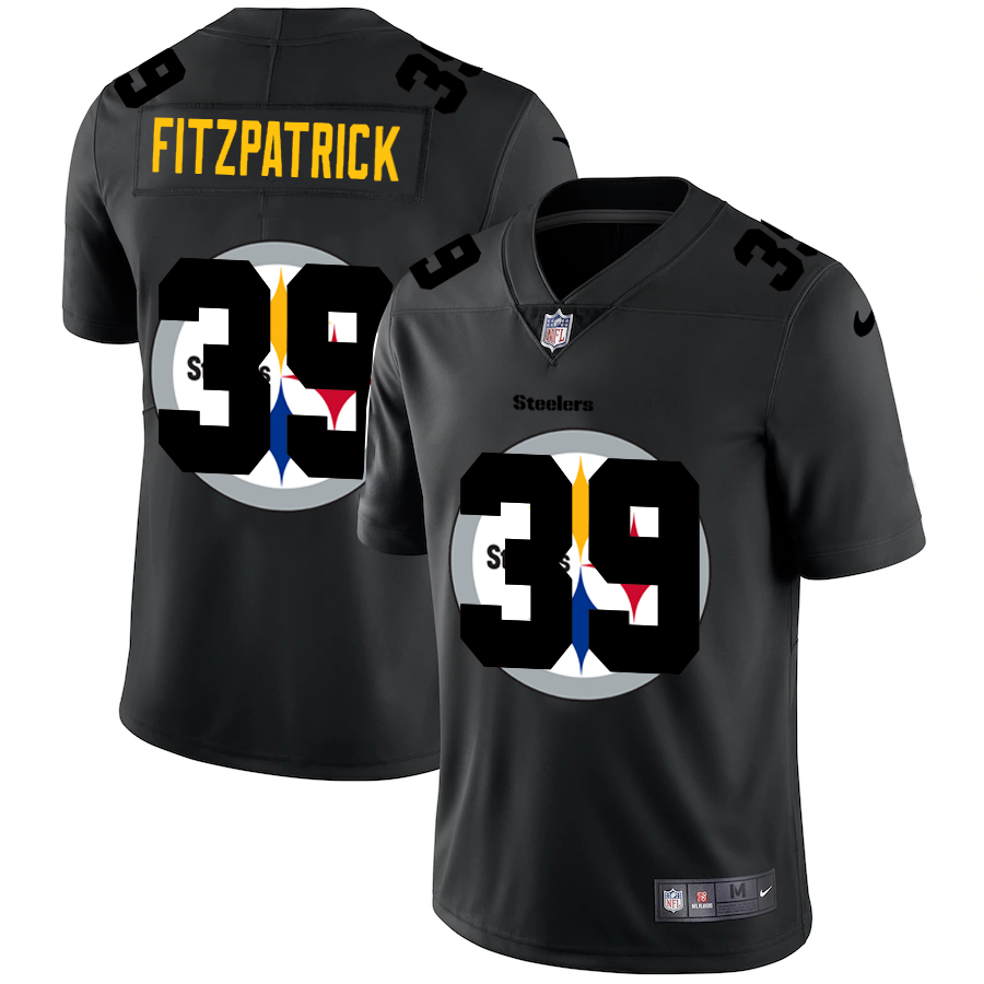 Personalized Pittsburgh Steelers #39 Minkah Fitzpatrick Men’s Team Logo Dual Overlap Limited NFL Jersey Black