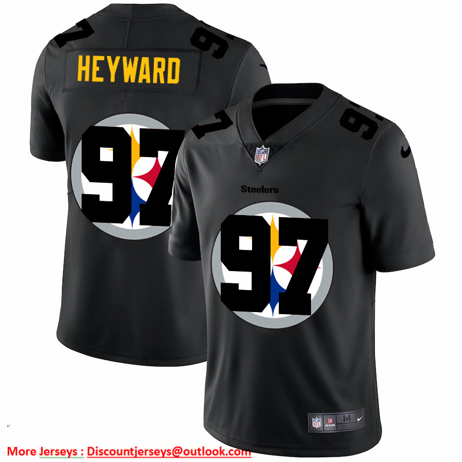 Personalized Pittsburgh Steelers #97 Cameron Heyward Men’s Team Logo Dual Overlap Limited NFL Jersey Black