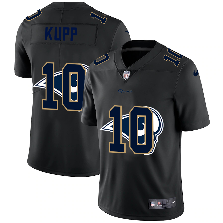 Personalized Los Angeles Rams #10 Cooper Kupp Men’s Team Logo Dual Overlap Limited NFL Jersey Black