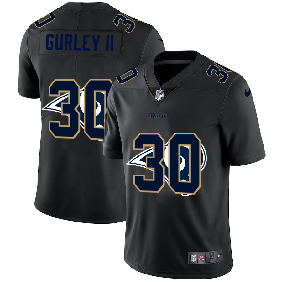 Personalized Los Angeles Rams #30 Todd Gurley II Men’s Team Logo Dual Overlap Limited NFL Jersey Black