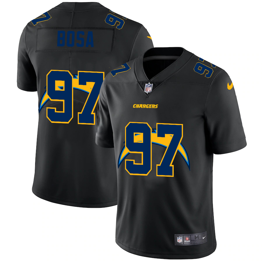 Personalized Los Angeles Chargers #97 Joey Bosa Men’s Team Logo Dual Overlap Limited NFL Jersey Black