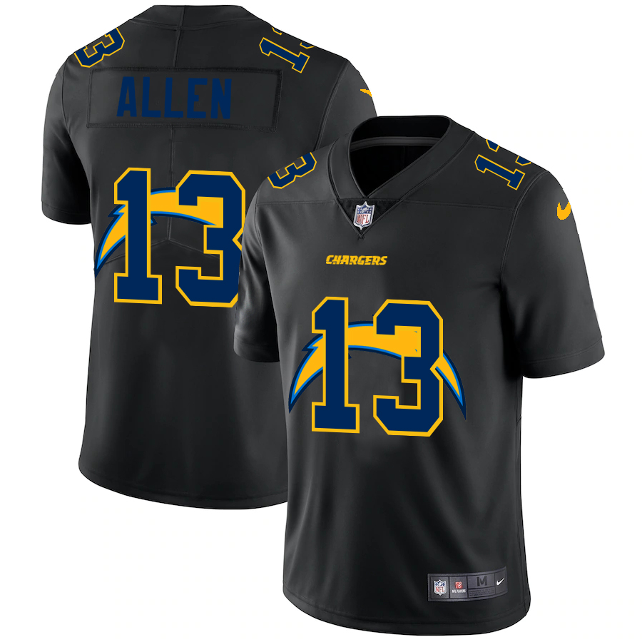 Personalized Los Angeles Chargers #13 Keenan Allen Men’s Team Logo Dual Overlap Limited NFL Jersey Black