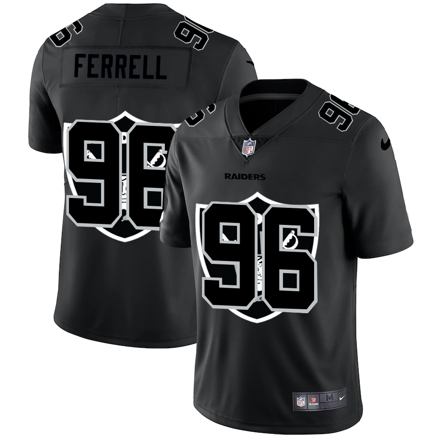 Personalized Las Vegas Raiders #96 Clelin Ferrell Men’s Team Logo Dual Overlap Limited NFL Jersey Black
