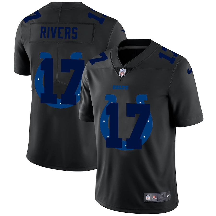 Personalized Indianapolis Colts #17 Philip Rivers Men’s Team Logo Dual Overlap Limited NFL Jersey Black