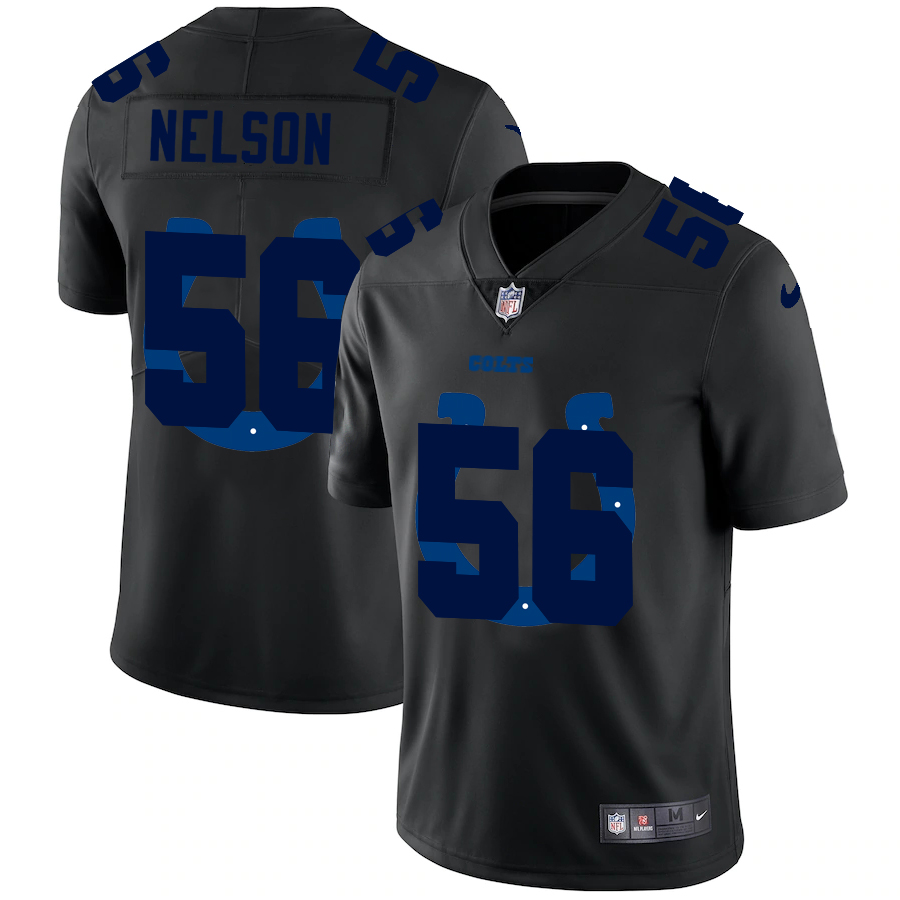 Personalized Indianapolis Colts #56 Quenton Nelson Men’s Team Logo Dual Overlap Limited NFL Jersey Black