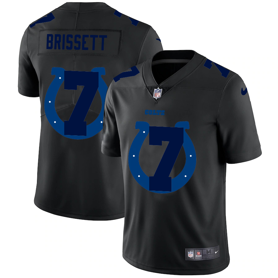 Personalized Indianapolis Colts #7 Jacoby Brissett Men’s Team Logo Dual Overlap Limited NFL Jersey Black
