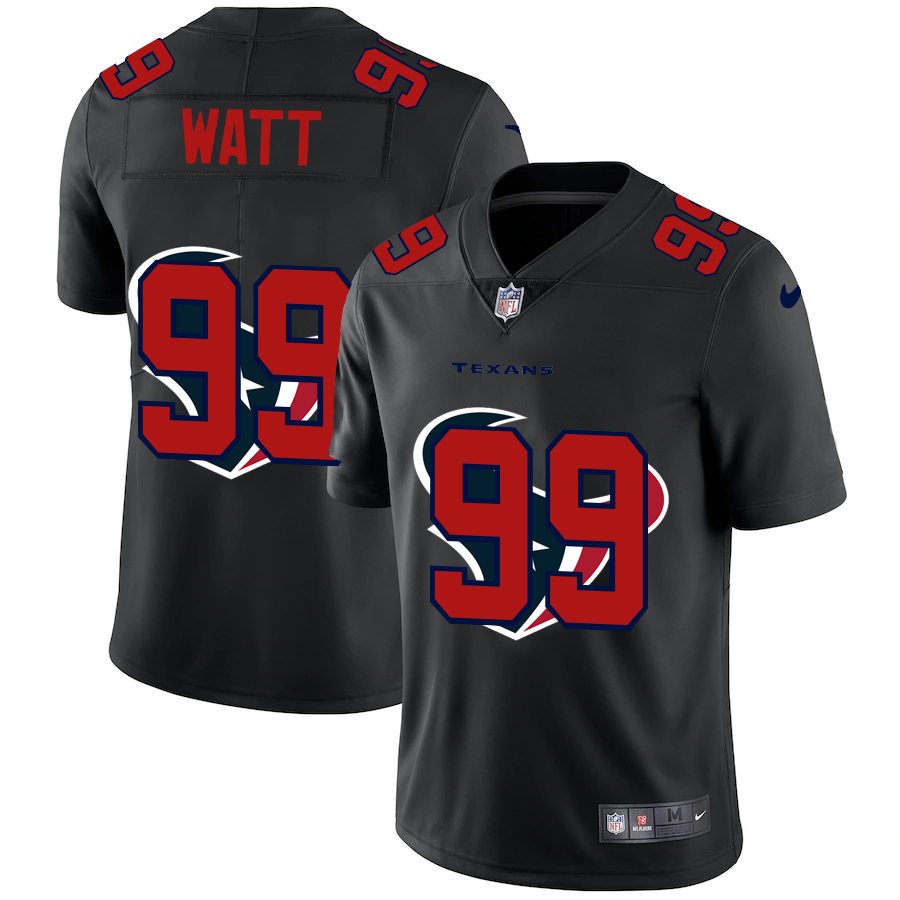 Personalized Houston Texans #99 J.J. Watt Men’s Team Logo Dual Overlap Limited NFL Jersey Black