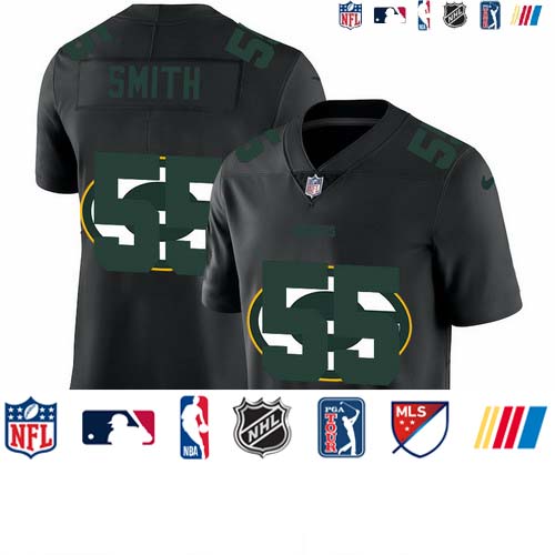Personalized Green Bay Packers #55 Za’Darius Smith Men’s Team Logo Dual Overlap Limited NFL Jersey Black
