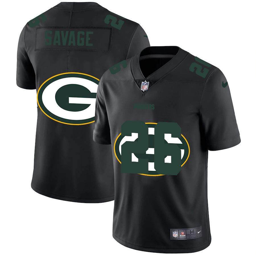 Personalized Green Bay Packers #26 Darnell Savage Jr. Men’s Team Logo Dual Overlap Limited NFL Jersey Black