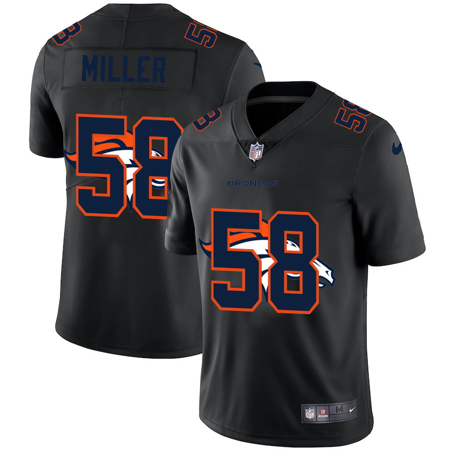 Personalized Denver Broncos #58 Von Miller Men’s Team Logo Dual Overlap Limited NFL Jersey Black