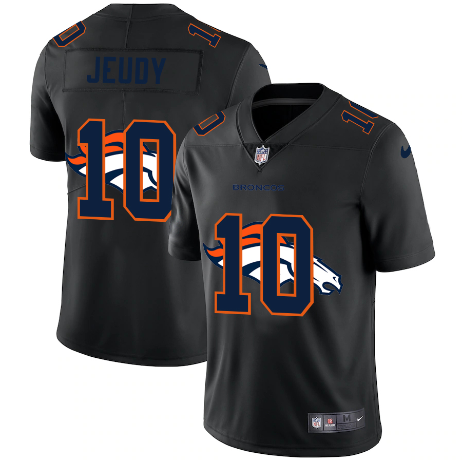 Personalized Denver Broncos #10 Jerry Jeudy Men’s Team Logo Dual Overlap Limited NFL Jersey Black