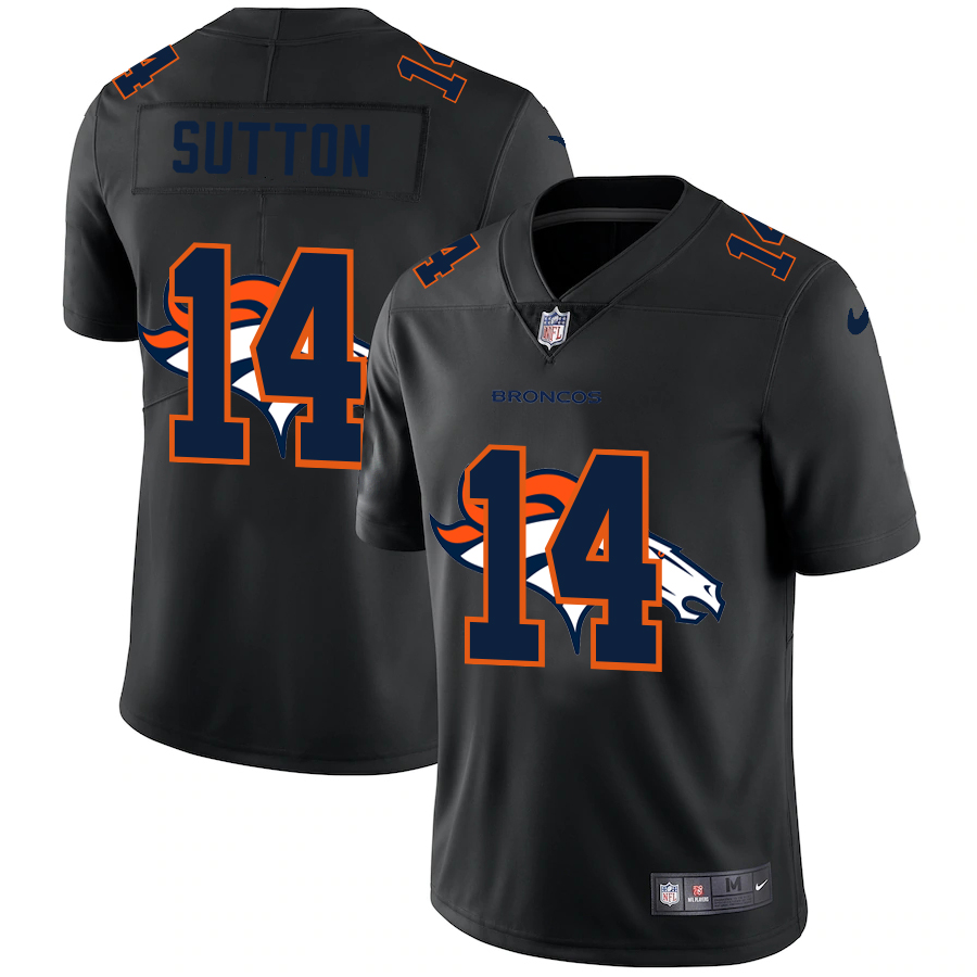Personalized Denver Broncos #14 Courtland Sutton Men’s Team Logo Dual Overlap Limited NFL Jersey Black