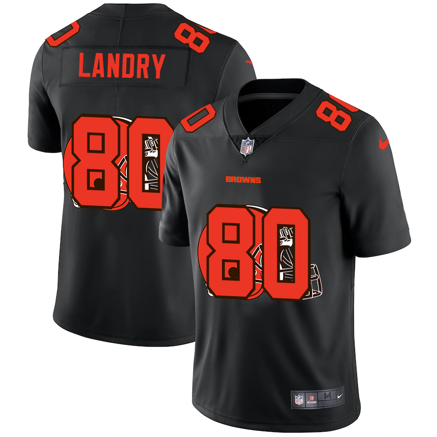 Personalized Cleveland Browns #80 Jarvis Landry Men’s Team Logo Dual Overlap Limited NFL Jersey Black