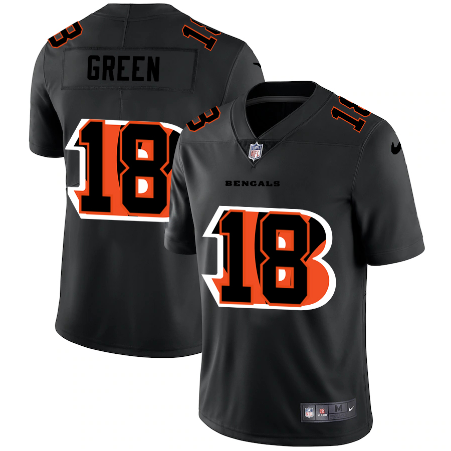 Personalized Cincinnati Bengals #18 A.J. Green Men’s Team Logo Dual Overlap Limited NFL Jersey Black