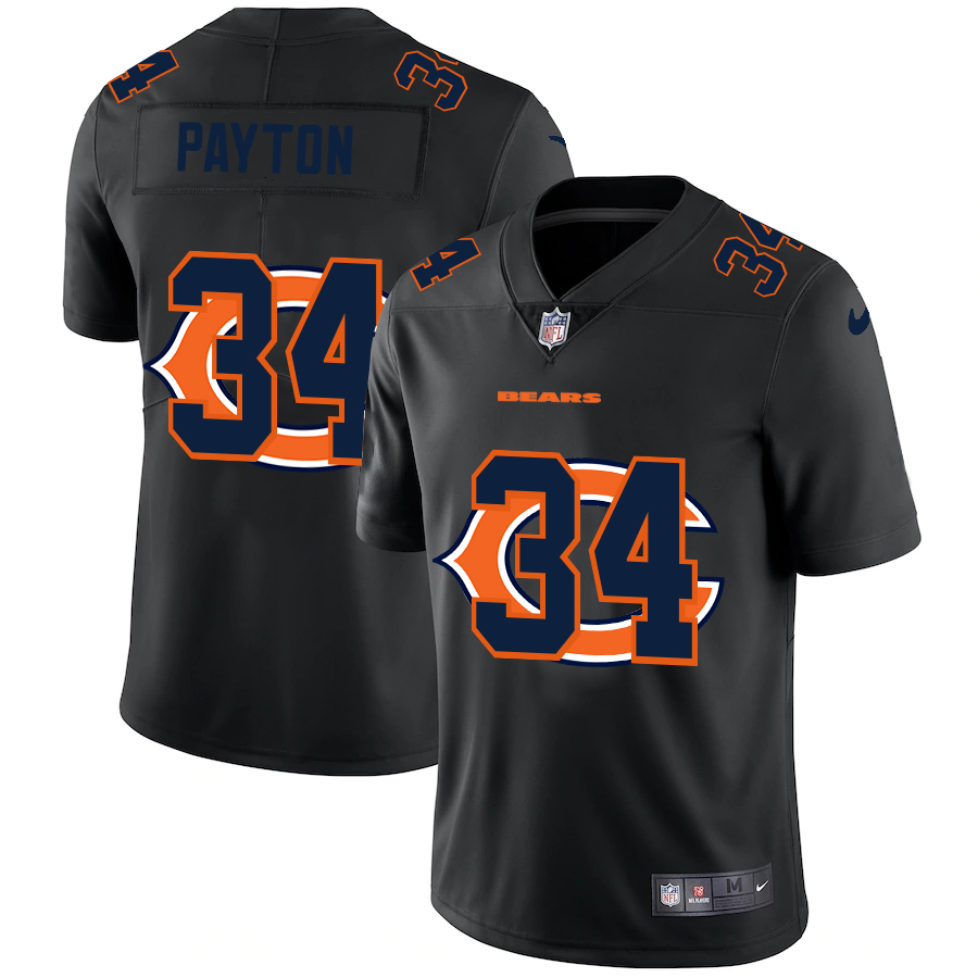 Personalized Chicago Bears #34 Walter Payton Men’s Team Logo Dual Overlap Limited NFL Jersey Black