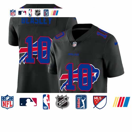 Personalized Buffalo Bills #10 Cole Beasley Men’s Team Logo Dual Overlap Limited NFL Jersey Black