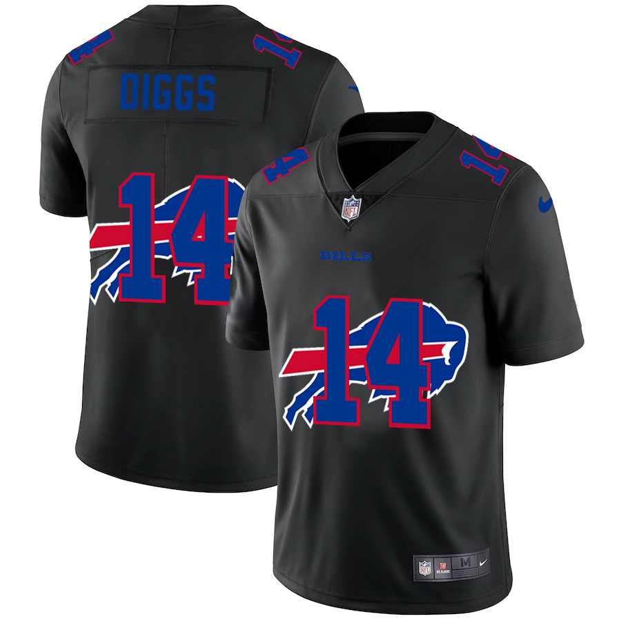 Personalized Buffalo Bills #14 Stefon Diggs Men’s Team Logo Dual Overlap Limited NFL Jersey Black