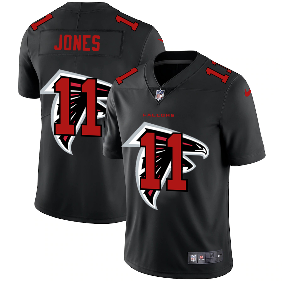 Personalized Atlanta Falcons #11 Julio Jones Men’s Team Logo Dual Overlap Limited NFL Jersey Black