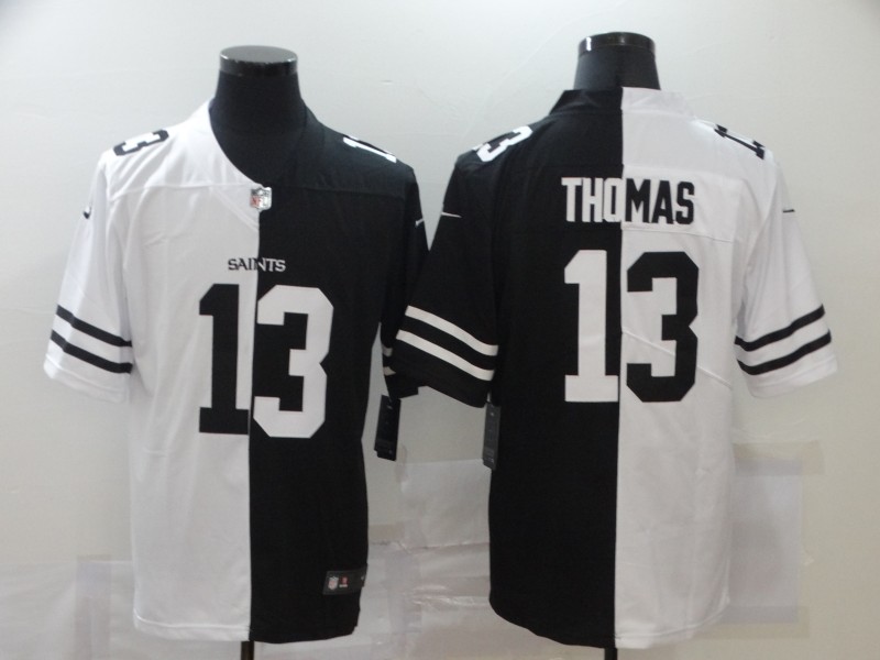 Personalized Saints 13 Michael Thomas Black And White Split Untouchable Limited Jersey