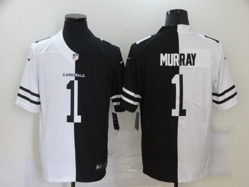 Personalized Cardinals 1 Kyler Murray Black And White Split Untouchable Limited Jersey