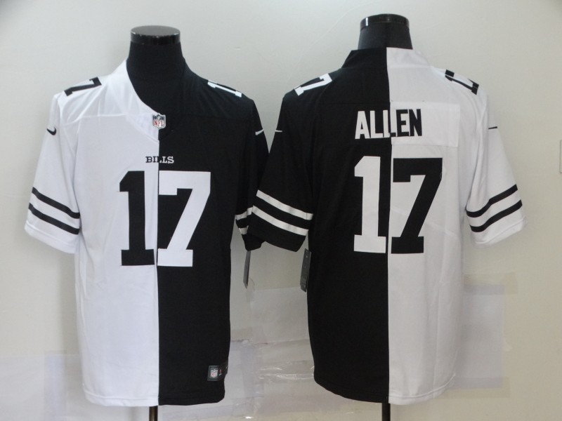 Personalized Bills 17 Josh Allen Black And White Split Untouchable Limited Jersey