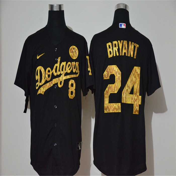 Personalized Dodgers 8 & 24 Kobe Bryant Black Gold 2020 KB Cool Base Jersey