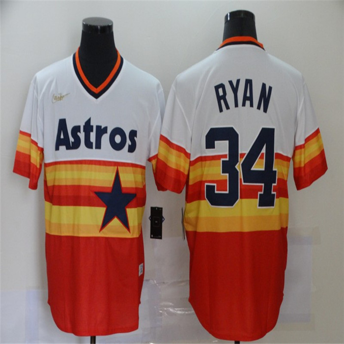 Personalized Astros 34 Nolan Ryan Multi Color Cooperstown Collection Jersey