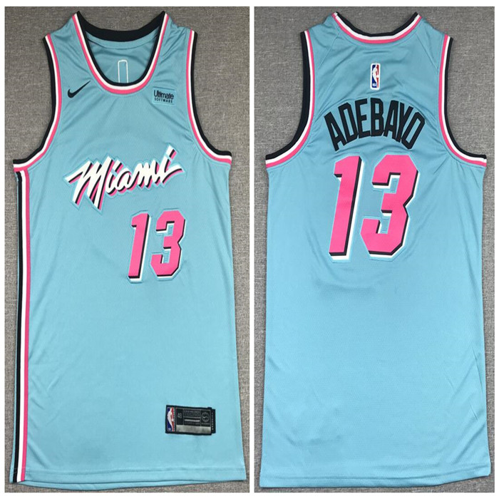 Personalized Heat 13 Bam Adebayo Light Blue City Edition Swingman Jersey