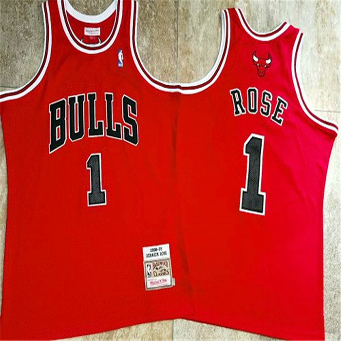 Personalized Bulls 1 Derrick Rose Red 2008-09 Hardwood Classics Jersey