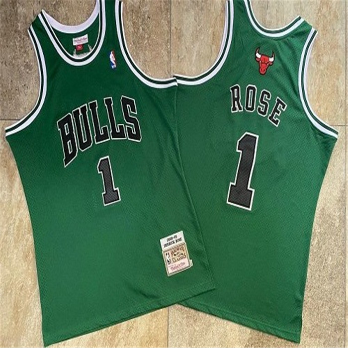 Personalized Bulls 1 Derrick Rose Green 2008-09 Hardwood Classics Jersey