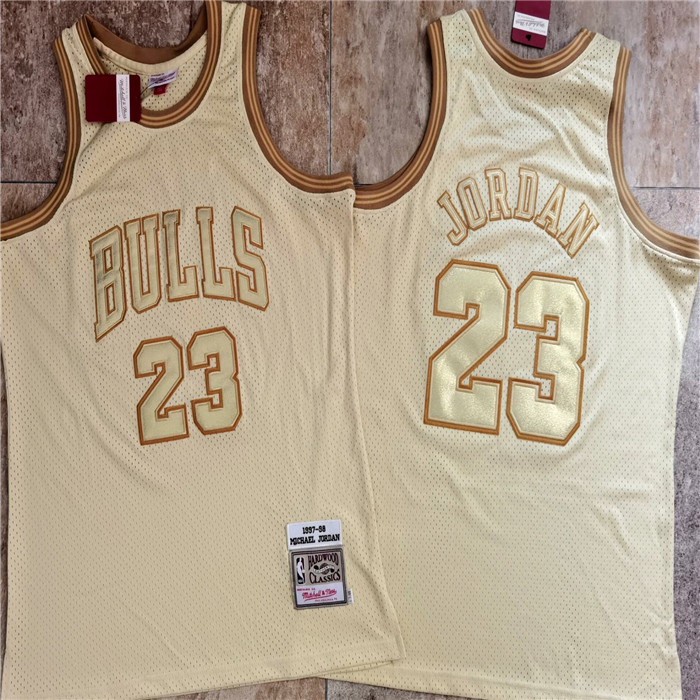 Personalized Bulls 23 Michael Jordan Cream 1997-98 Hardwood Classics Jersey