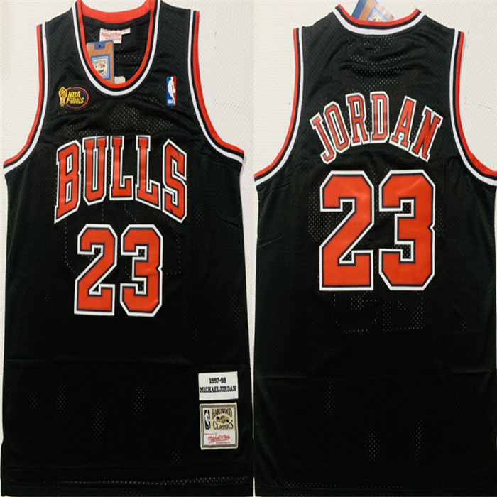 Personalized Bulls 23 Michael Jordan Black 1997-98 Hardwood Classics NBA Finals Jersey