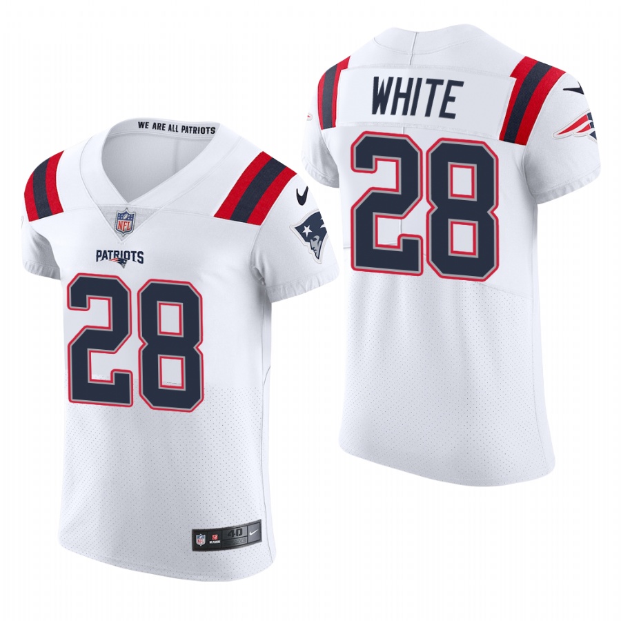 Personalized New England Patriots #28 James White Men’s White Team Color Men’s Stitched NFL 2020 Untouchable Elite Jersey