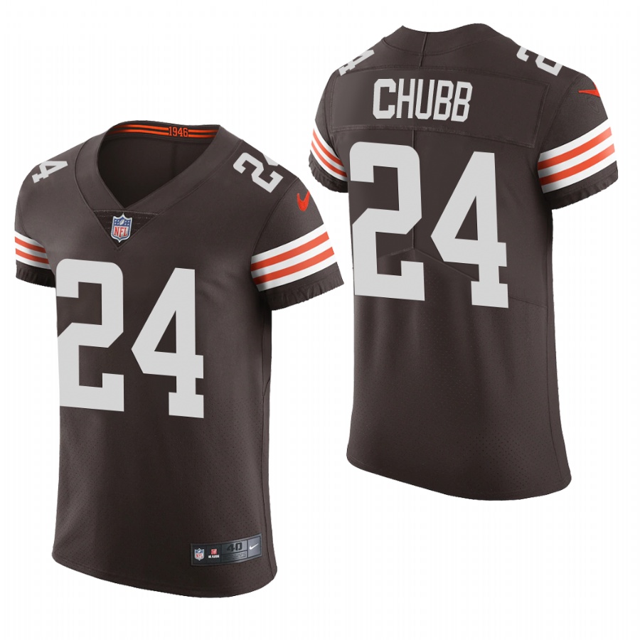 Personalized Cleveland Browns #24 Nick Chubb Men’s Brwon Team Color Men’s Stitched NFL 2020 Untouchable Elite Jersey