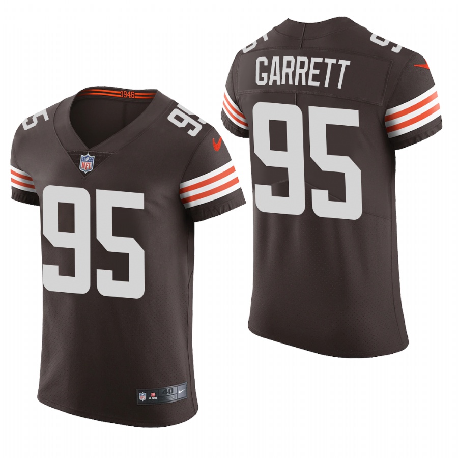 Personalized Cleveland Browns #95 Myles Garrett Men’s Brwon Team Color Men’s Stitched NFL 2020 Untouchable Elite Jersey