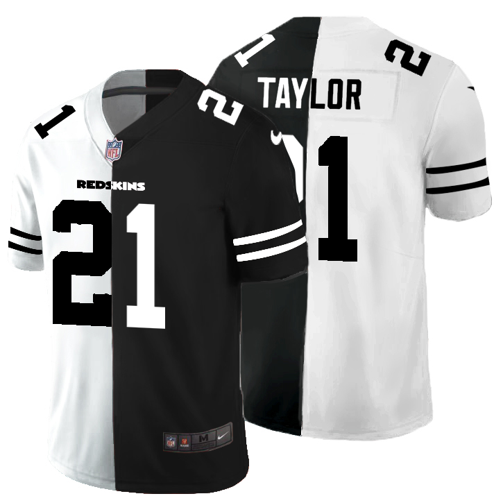 Personalized Washington Redskins #21 Sean Taylor Men’s Black V White Peace Split Untouchable Limited NFL Jersey