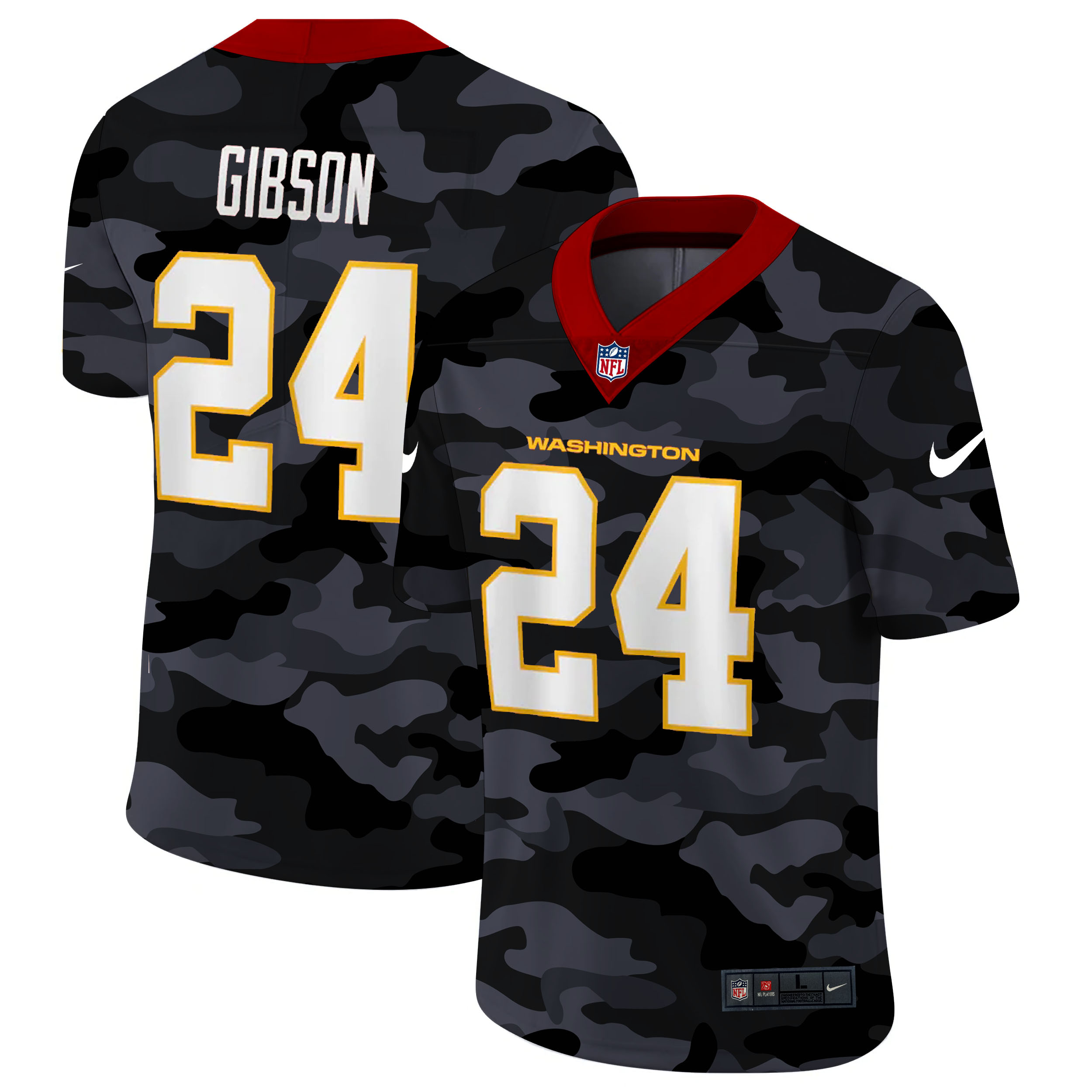 Personalized Washington Redskins #24 Antonio Gibson Men’s 2020 Black CAMO Untouchable Limited Stitched NFL Jersey