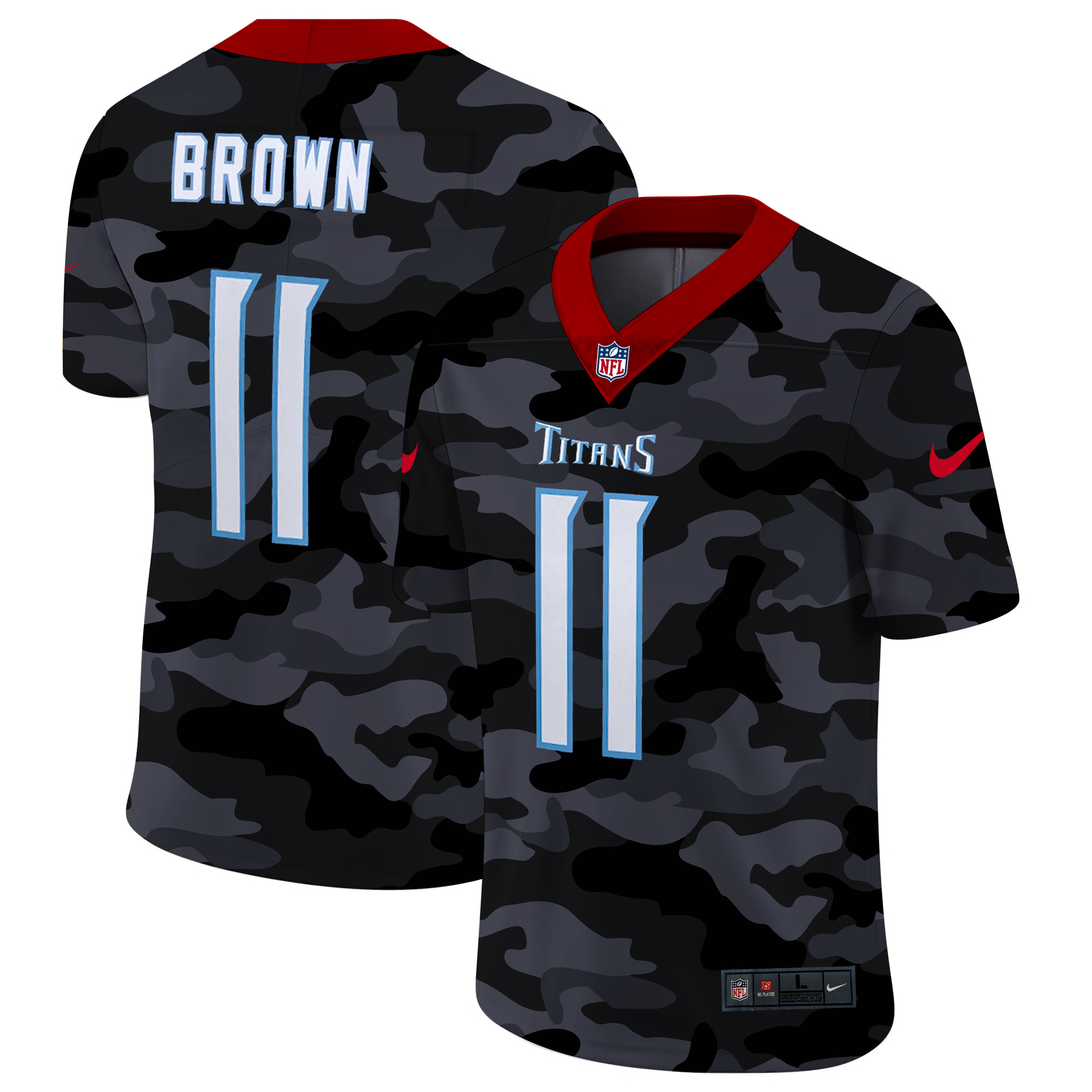 Personalized Tennessee Titans #11 A.J. Brown Men’s 2020 Black CAMO Untouchable Limited Stitched NFL Jersey