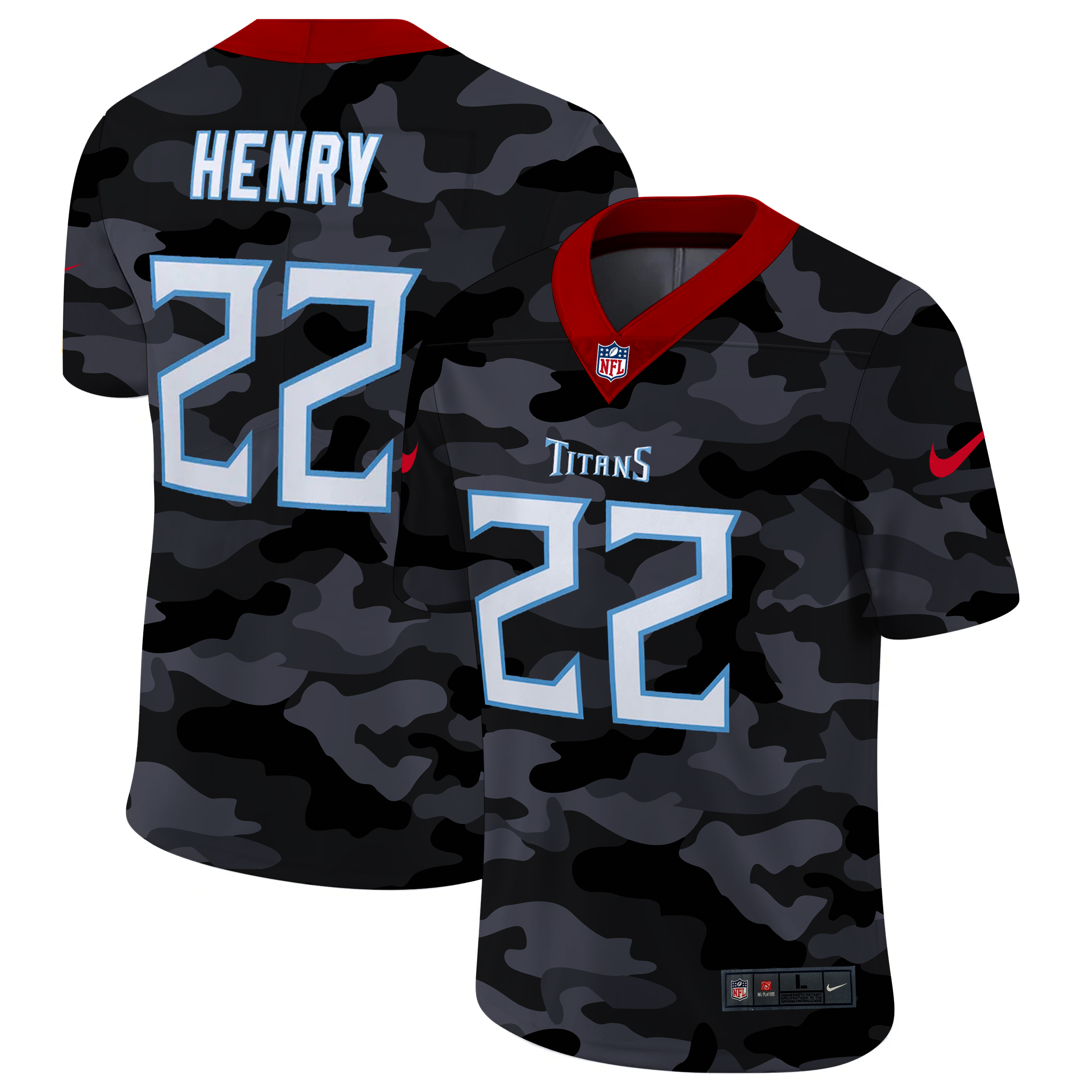 Personalized Tennessee Titans #22 Derrick Henry Men’s 2020 Black CAMO Untouchable Limited Stitched NFL Jersey