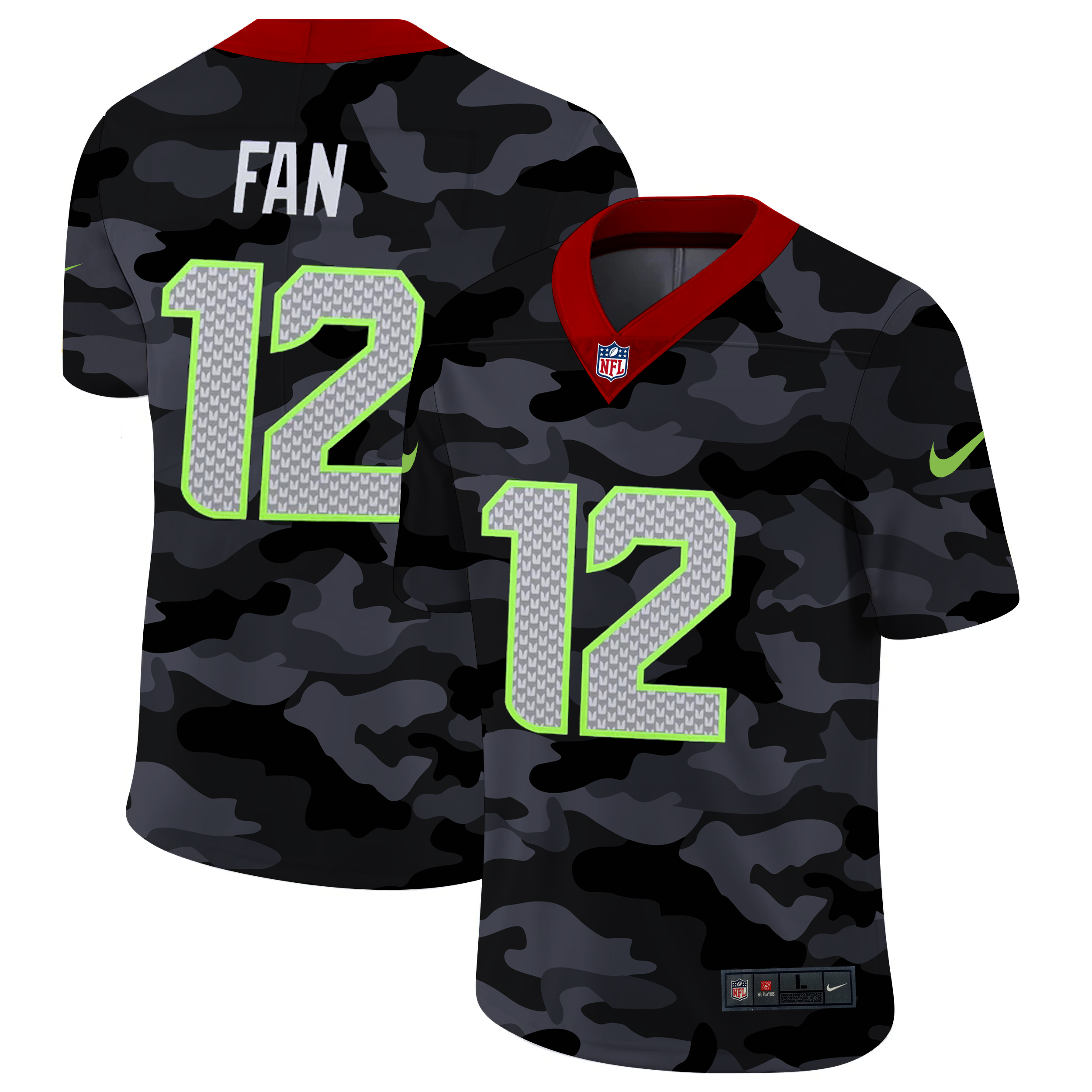 Personalized Seattle Seahawks #12 Fan Men’s 2020 Black CAMO Untouchable Limited Stitched NFL Jersey