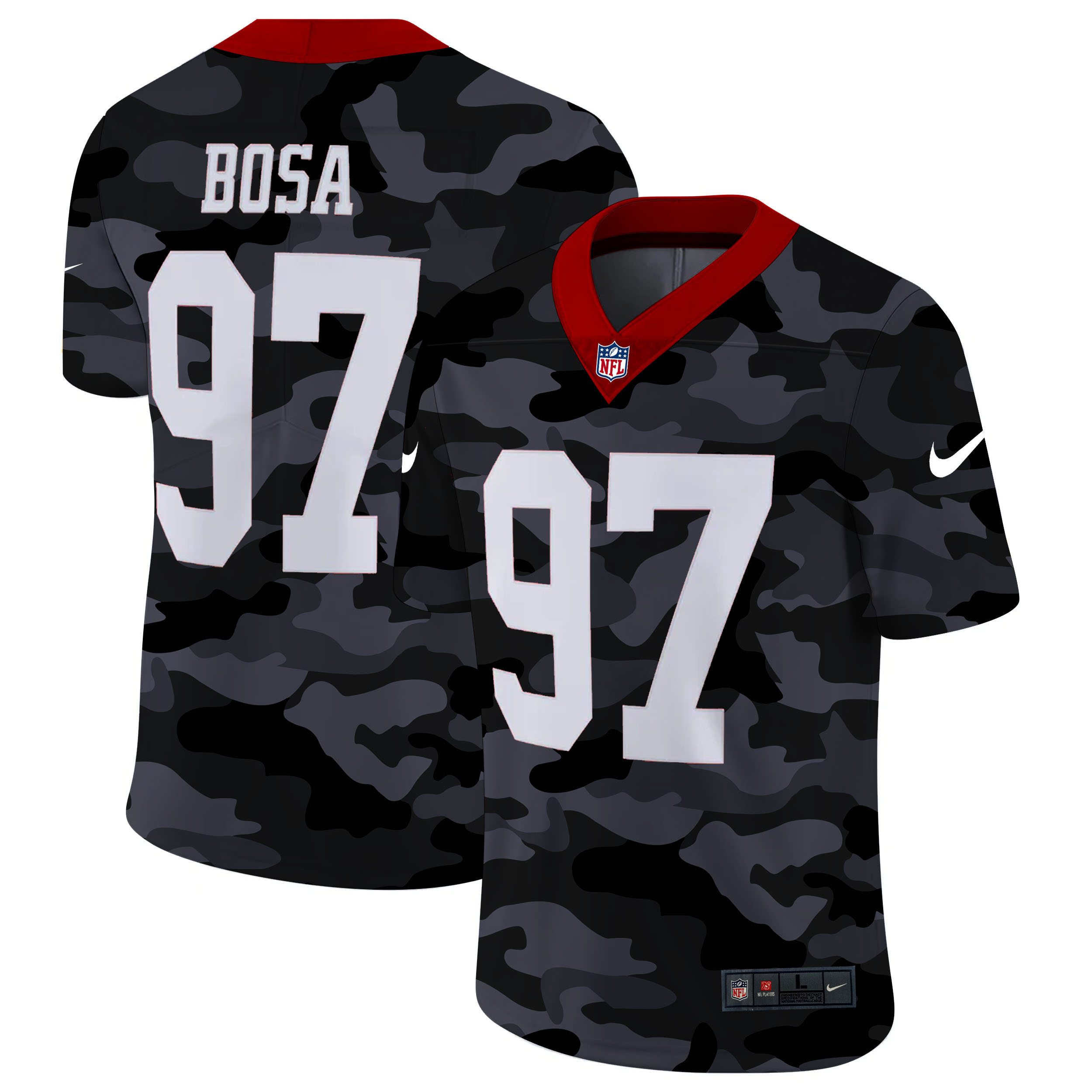 Personalized San Francisco 49ers #97 Nick Bosa Men’s 2020 Black CAMO Untouchable Limited Stitched NFL Jersey