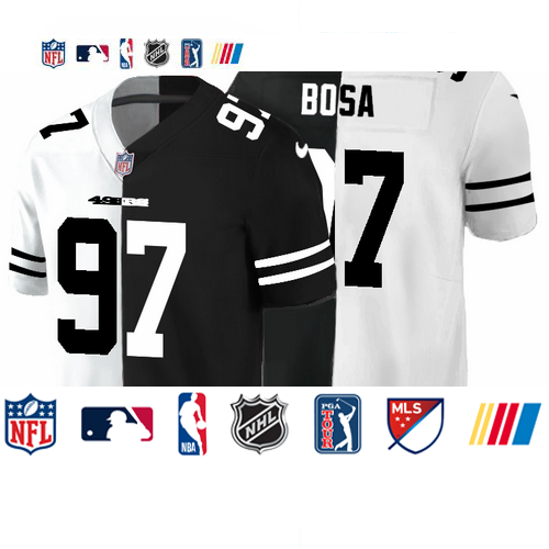 Personalized San Francisco 49ers #97 Nick Bosa Men’s Black V White Peace Split Untouchable Limited NFL Jersey