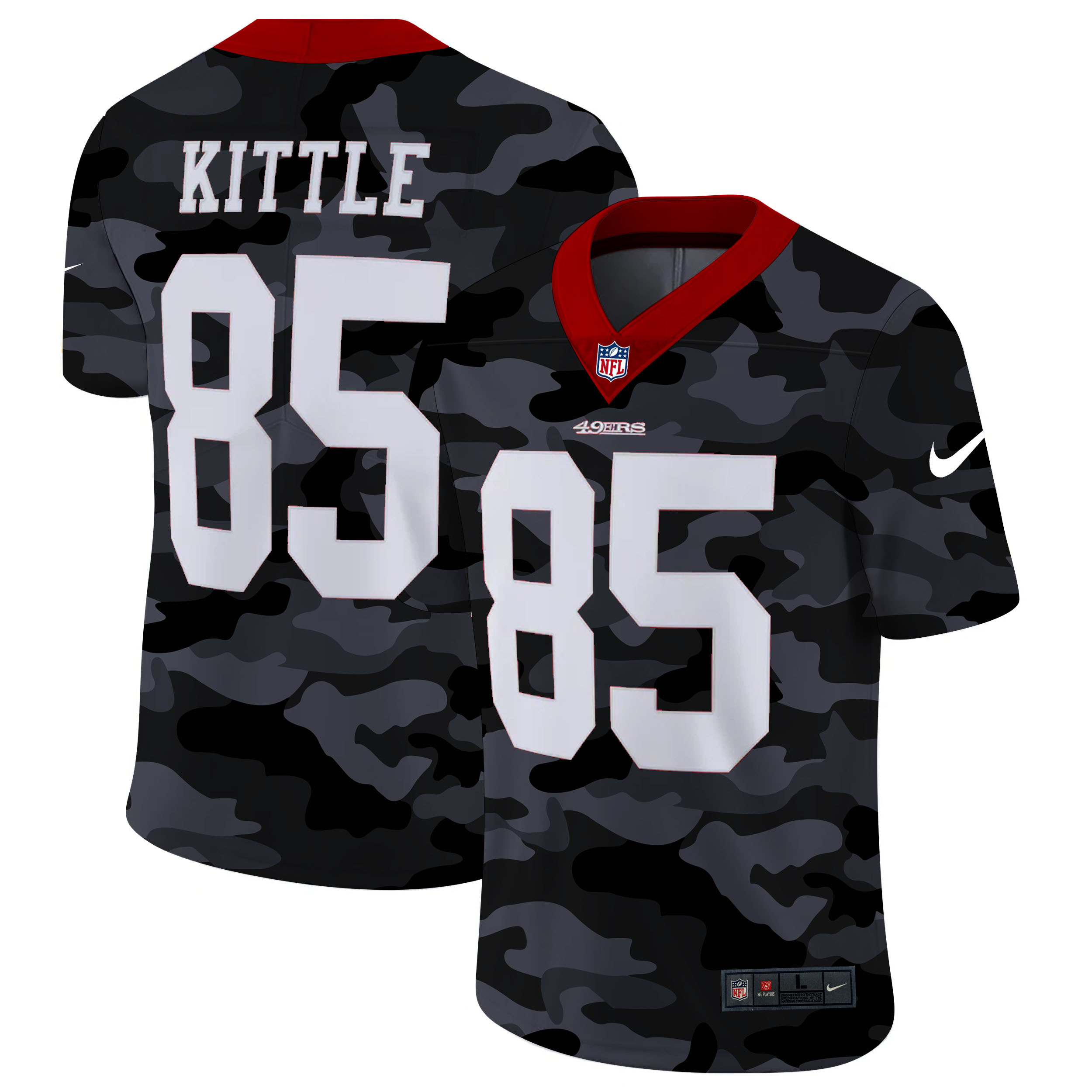 Personalized San Francisco 49ers #85 George Kittle Men’s 2020 Black CAMO Untouchable Limited Stitched NFL Jersey