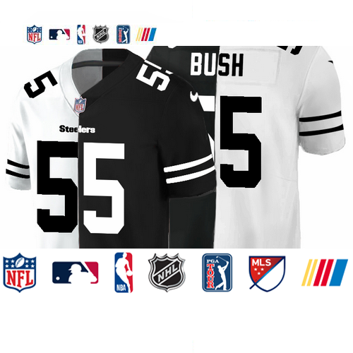 Personalized Pittsburgh Steelers #55 Devin Bush Men’s Black V White Peace Split Untouchable Limited NFL Jersey