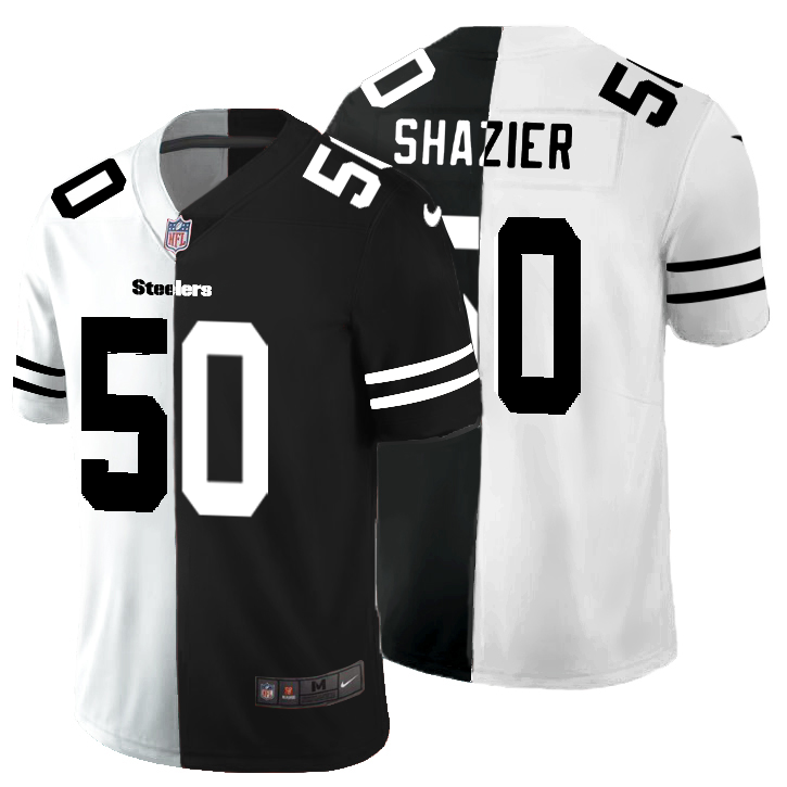 Personalized Pittsburgh Steelers #50 Ryan Shazier Men’s Black V White Peace Split Untouchable Limited NFL Jersey