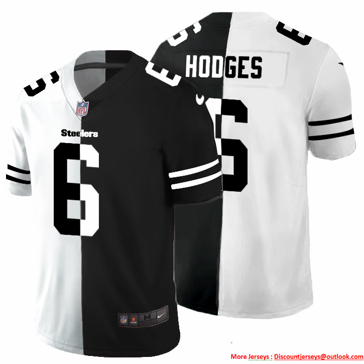 Personalized Pittsburgh Steelers #6 Devlin Hodges Men’s Black V White Peace Split Untouchable Limited NFL Jersey