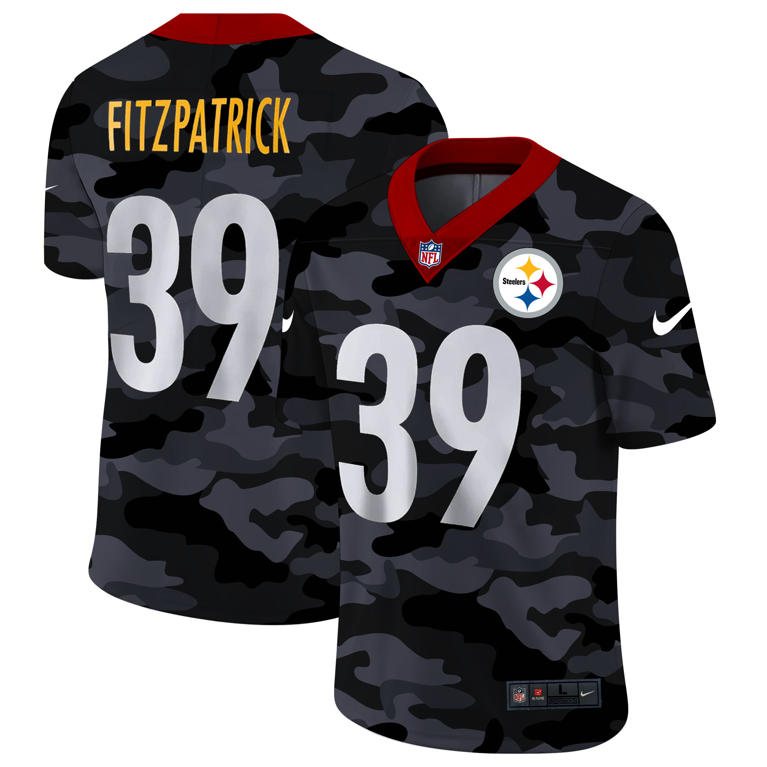 Personalized Pittsburgh Steelers #39 Minkah Fitzpatrick Men’s 2020 Black CAMO Untouchable Limited Stitched NFL Jersey